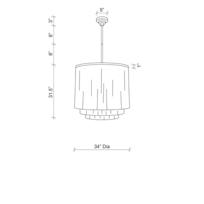 Fringe Leather Chandelier w/ Solid Accents