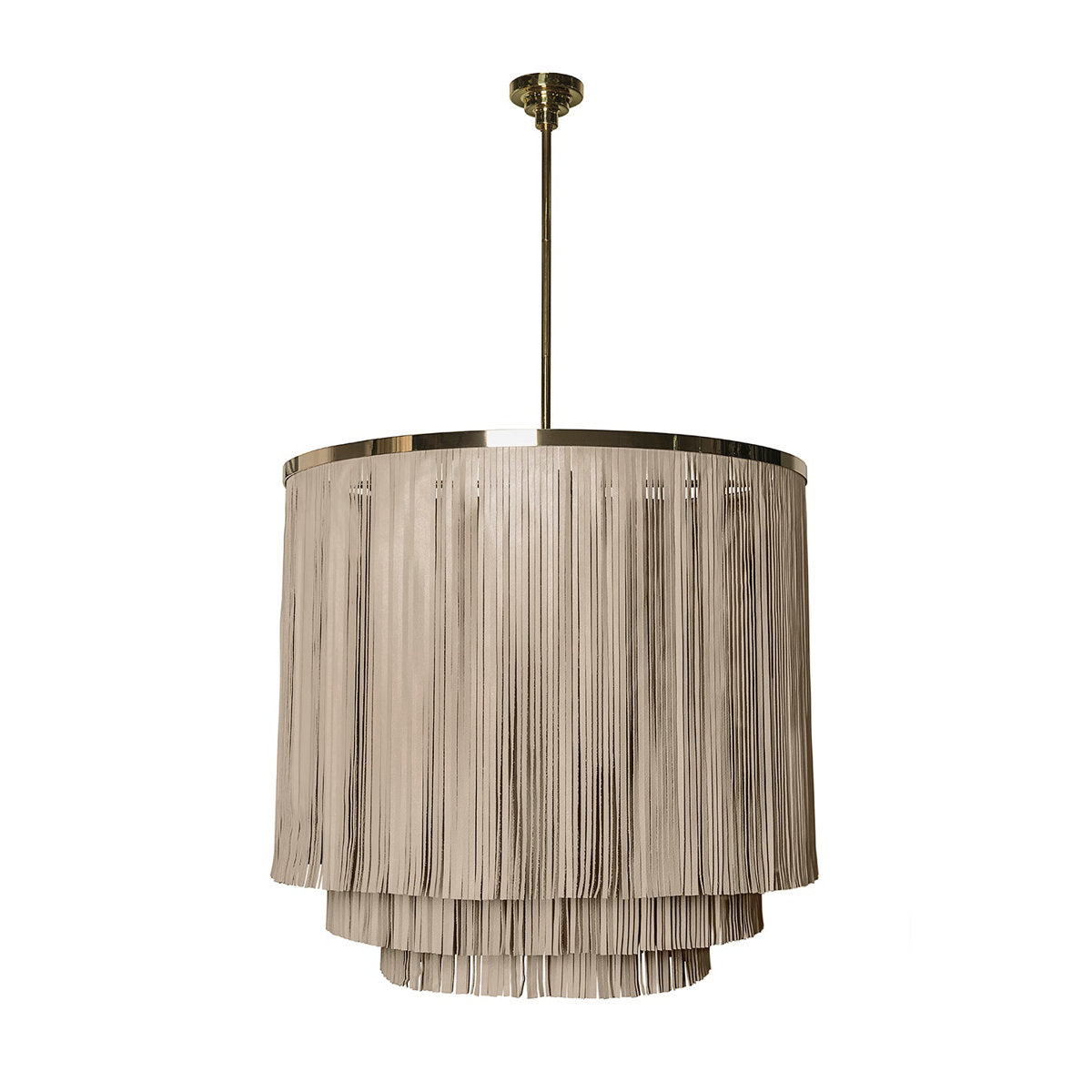 Fringe Leather Chandelier w/ Solid Accents