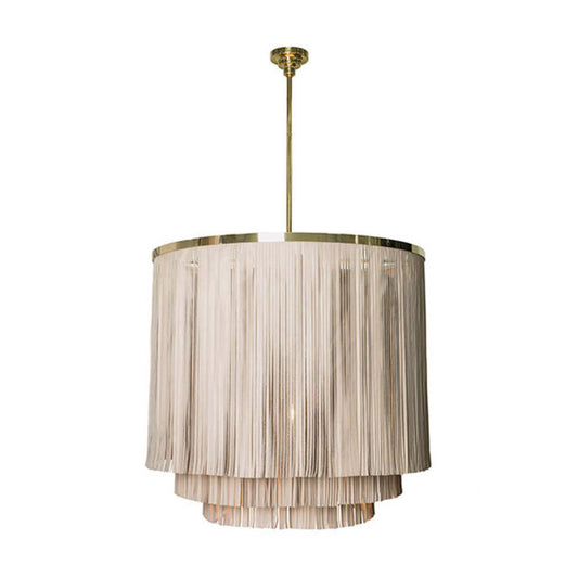 Fringe Leather Chandelier w/ Solid Accents