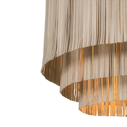 Fringe Leather Chandelier w/ Solid Accents