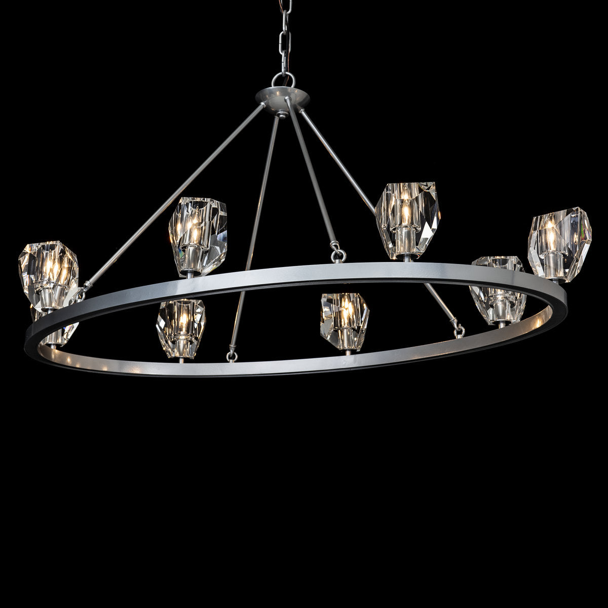 Gatsby 8 - Light Unique Wagon Wheel Chandelier with Crystal Accents