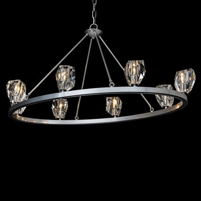 Gatsby 8 - Light Unique Wagon Wheel Chandelier with Crystal Accents