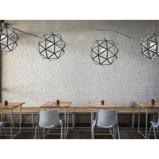 Geodome 32" Pendant - Black W/White Interior - Incandescent Socket