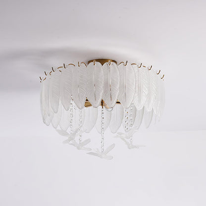Glass Feather Ceiling Light