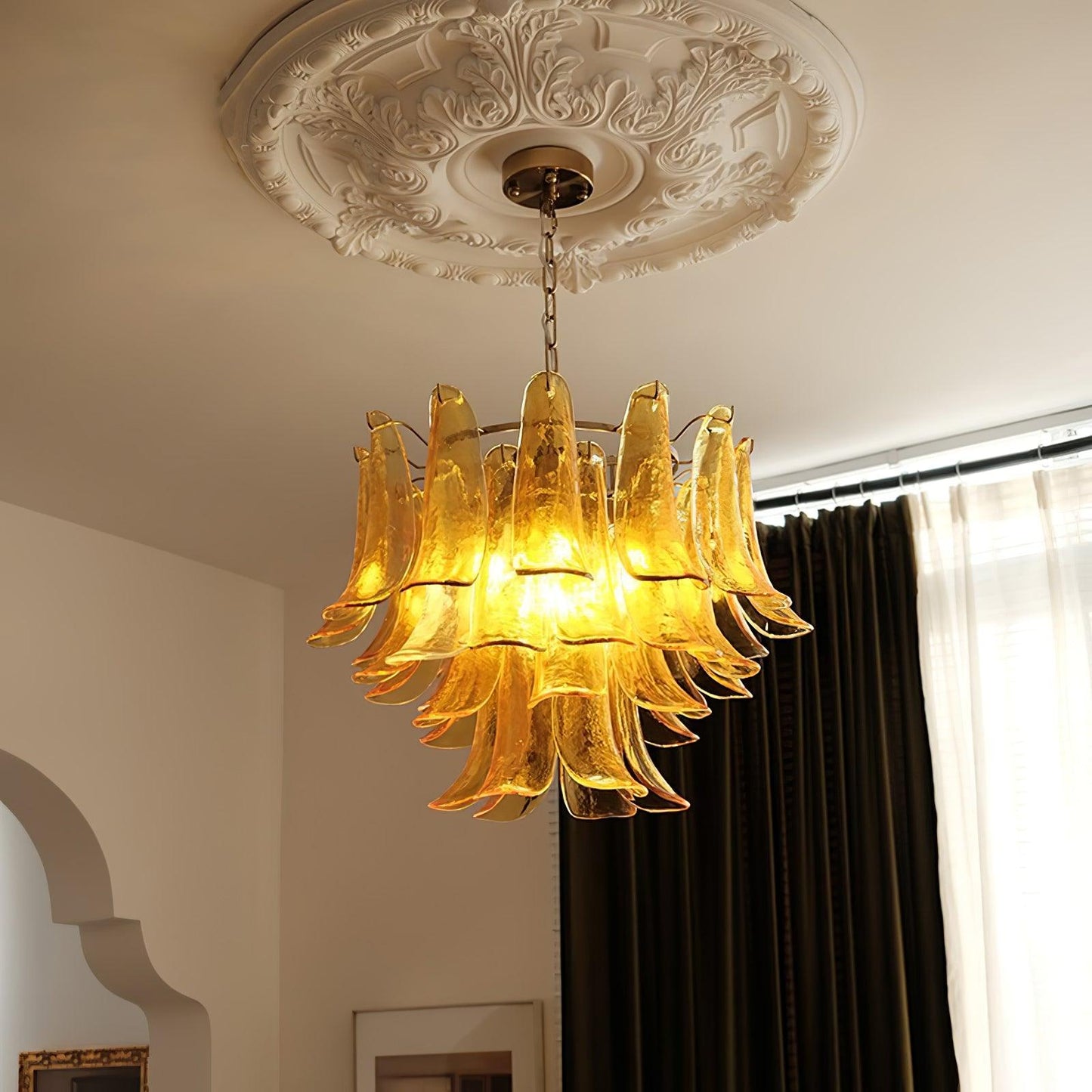 Glass Leaf Chandelier