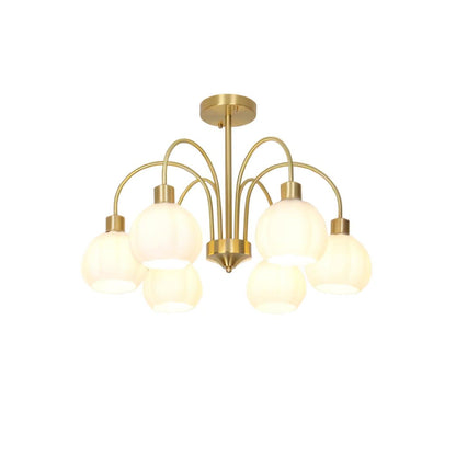 Glass Pumpkin Gold Chandelier