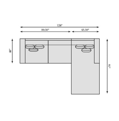 Helena 124" Wide Sofa & Chaise