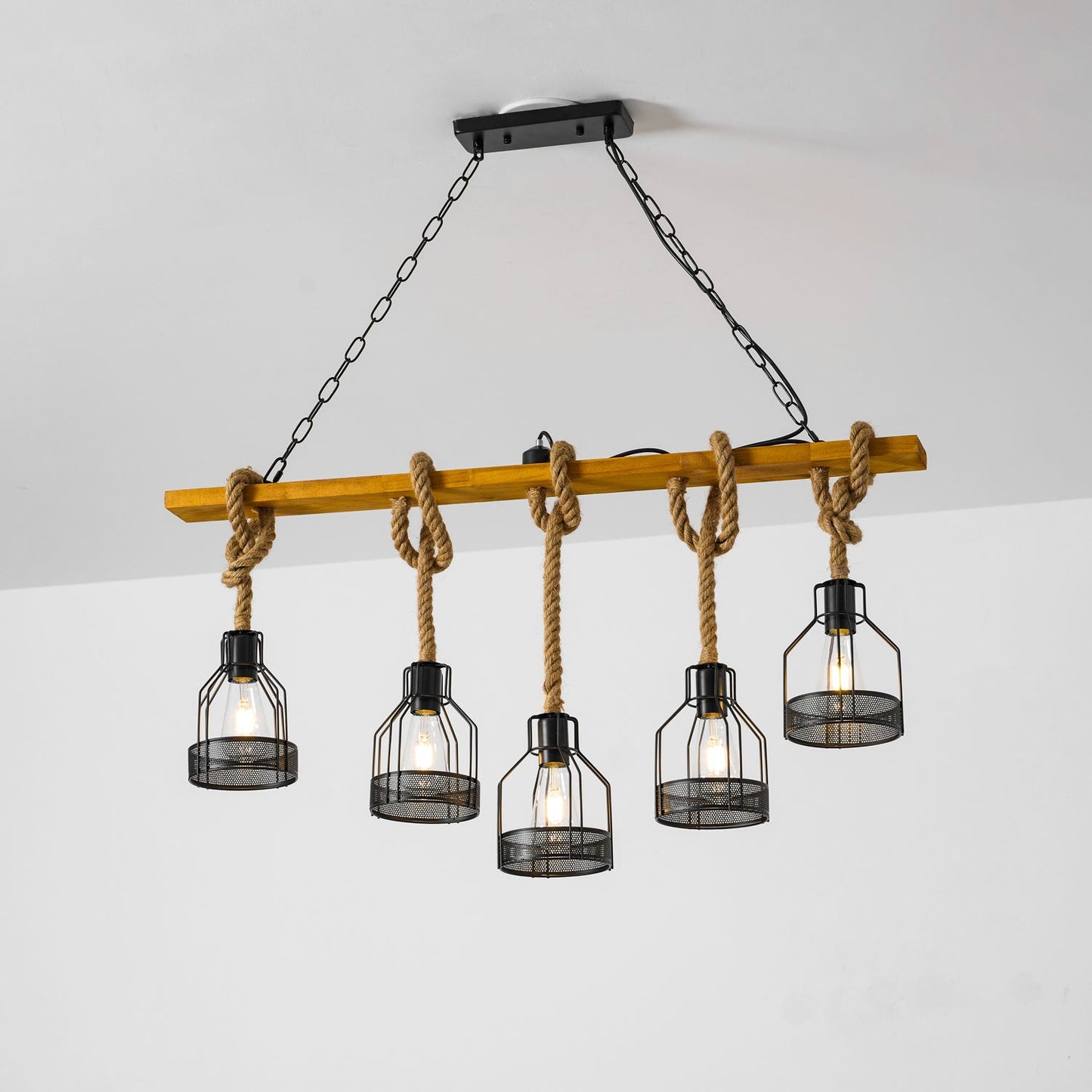 Hemp Rope Industrial Grenade Chandelier