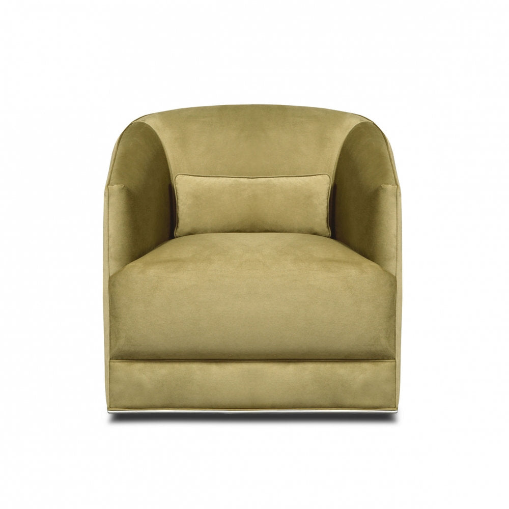 Hepburn Leather Swivel Barrel Chair Chair with Ottoman