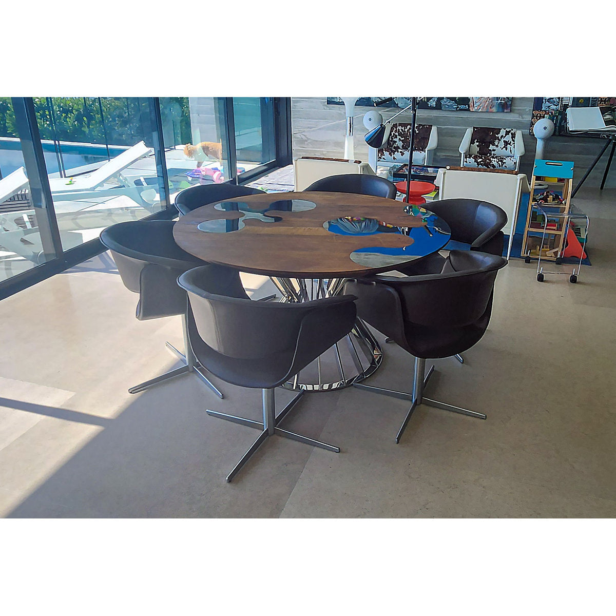 Hermione Round Walnut Wood Dining Table