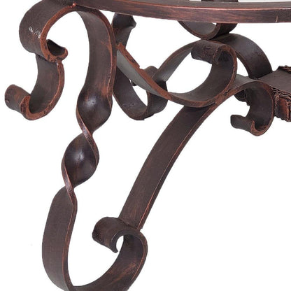 High End Coffee Table Snazzy Scroll Round Hammer Copper Top -1212 Aaa