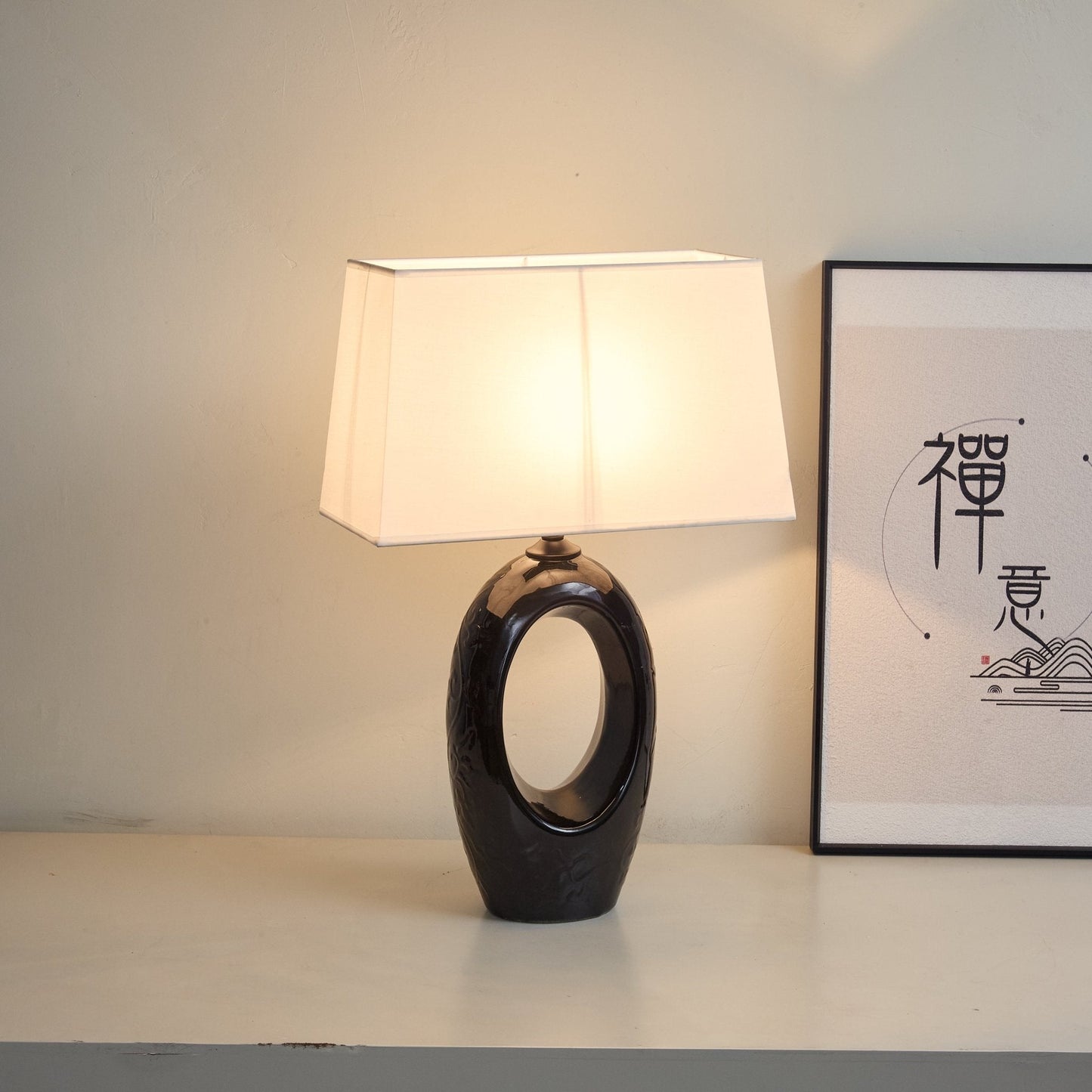 Hollow Oval Ceramic Table Lamp