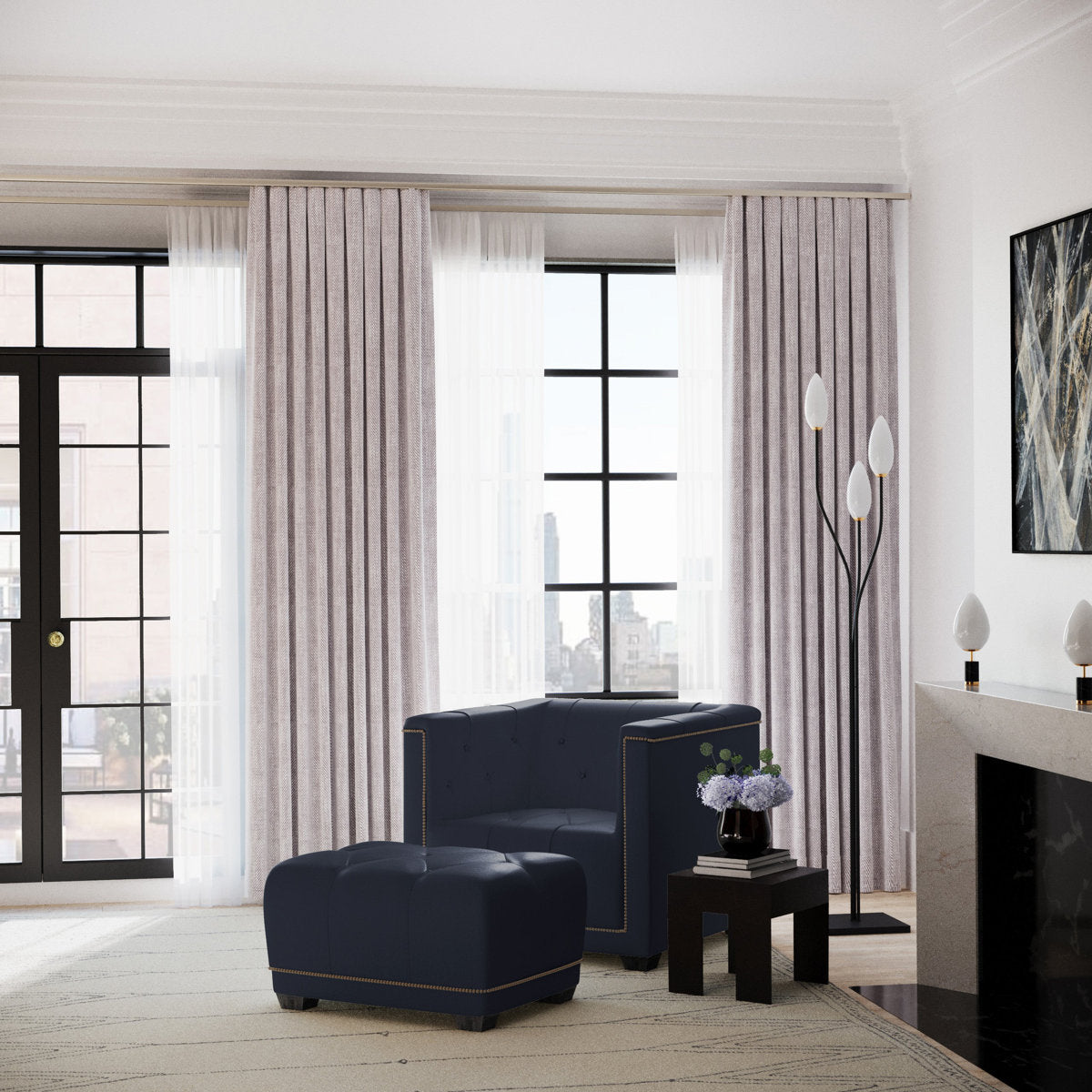 Hudson Armchair Chair with Ottoman