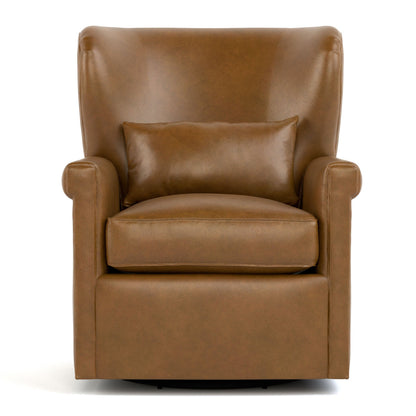 Hudson Valley Leather Wingback Chair Chair with Ottoman