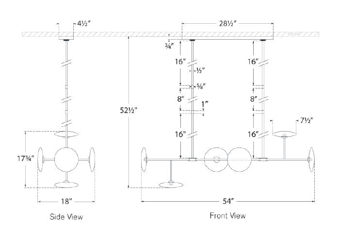 Ian K. Fowler Calvino Large Linear Chandelier