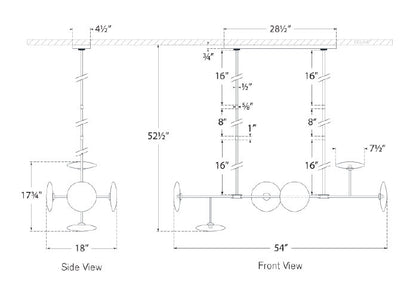 Ian K. Fowler Calvino Large Linear Chandelier