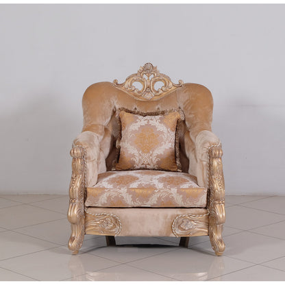 Imperial Palace Tufted Armchair Chair with Ottoman