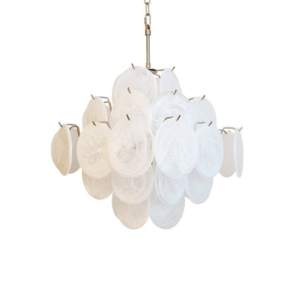 Isadora Glass White Disc Chandelier