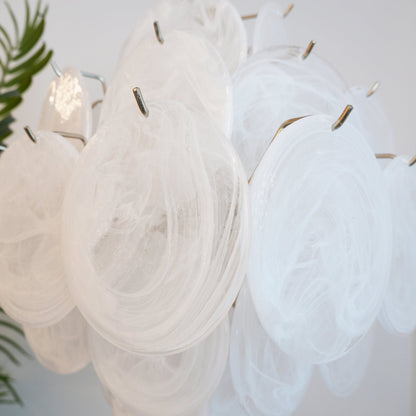 Isadora Glass White Disc Chandelier