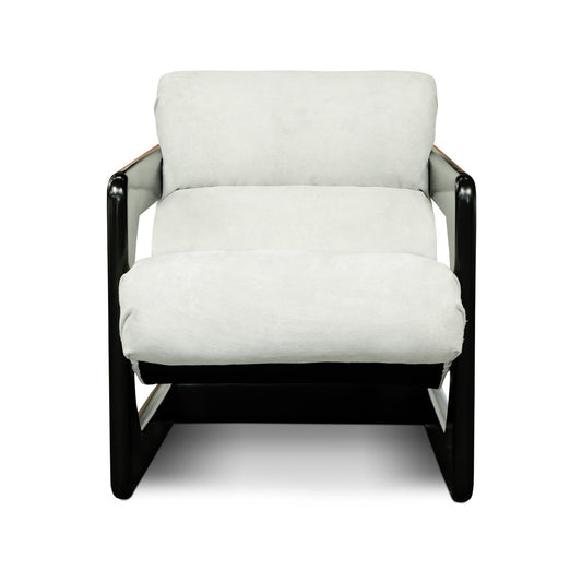 Jessie Leather Armchair Chair with Ottoman