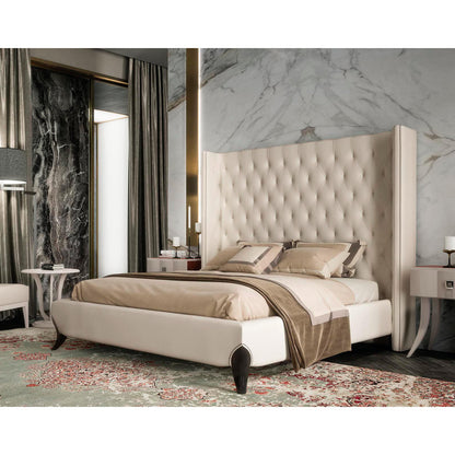 King Tufted Upholstered Low Profile Standard Bed