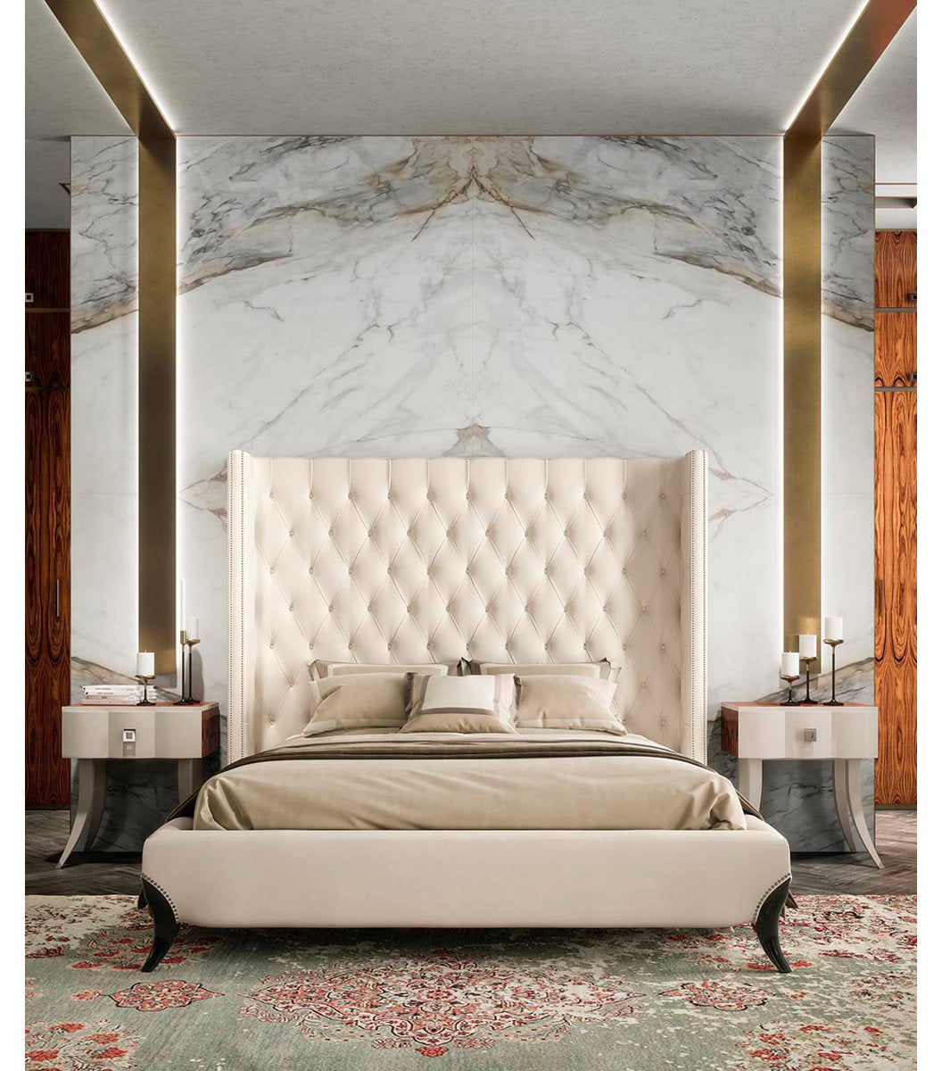 King Tufted Upholstered Low Profile Standard Bed