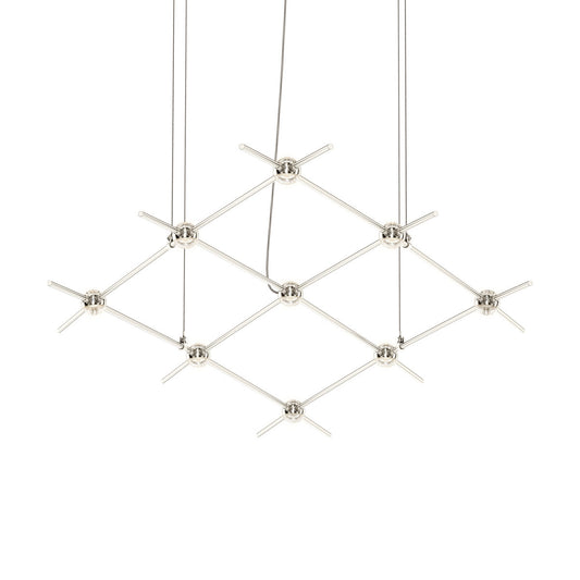 Sonneman Constellation Aquarius Minor Chandelier Satin Nickel Clear Faceted Acrylic Lens 3000K 240 Cable