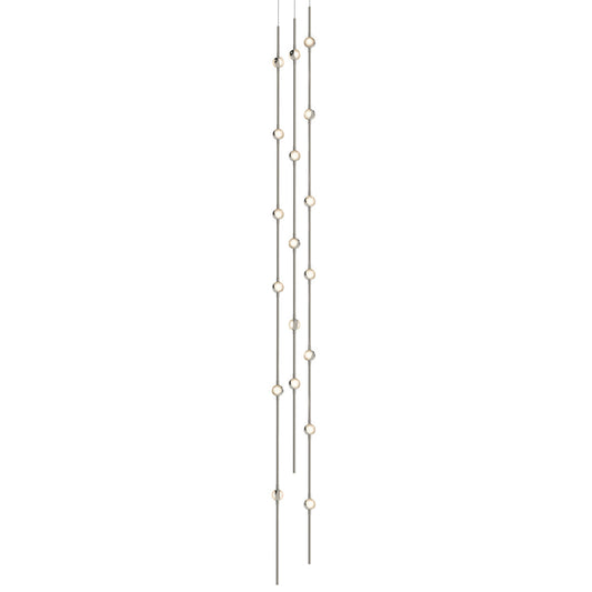 Sonneman Constellation Andromeda Led 6 Round Chandelier Tall Satin Nickel Clear Faceted Acrylic Lens 3000K 240 Cable