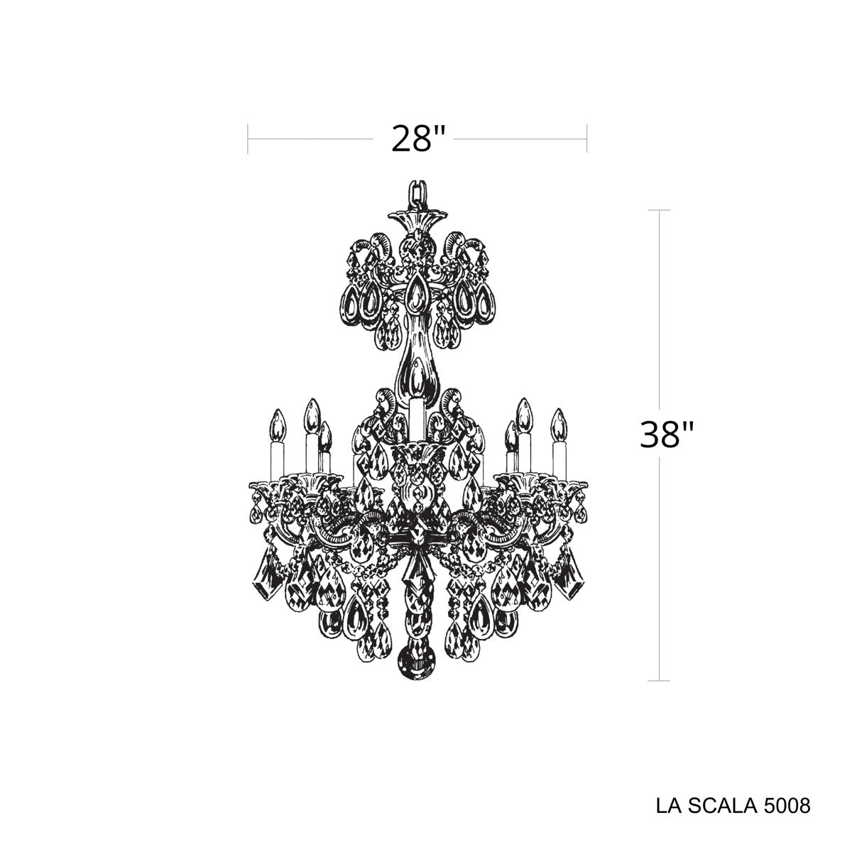 La Scala 10 Light 28in x 38in Chandelier in Etruscan Gold with Clear Radiance Crystals