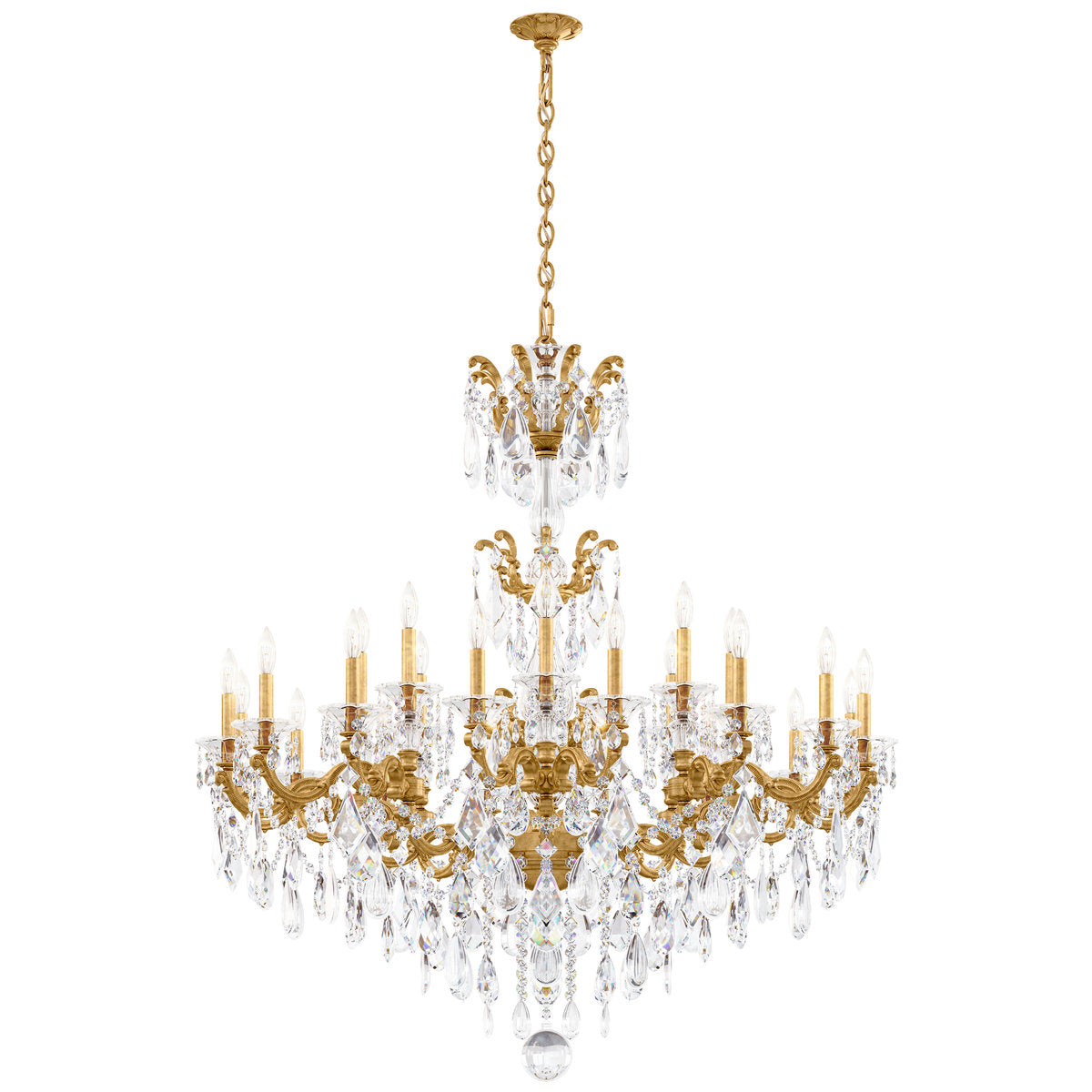 La Scala 24 Light 46in x 48in Chandelier in Antique Silver with Clear Radiance Crystals