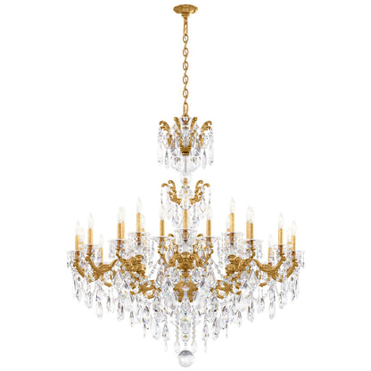 La Scala 24 Light 46in x 48in Chandelier in Antique Silver with Clear Radiance Crystals