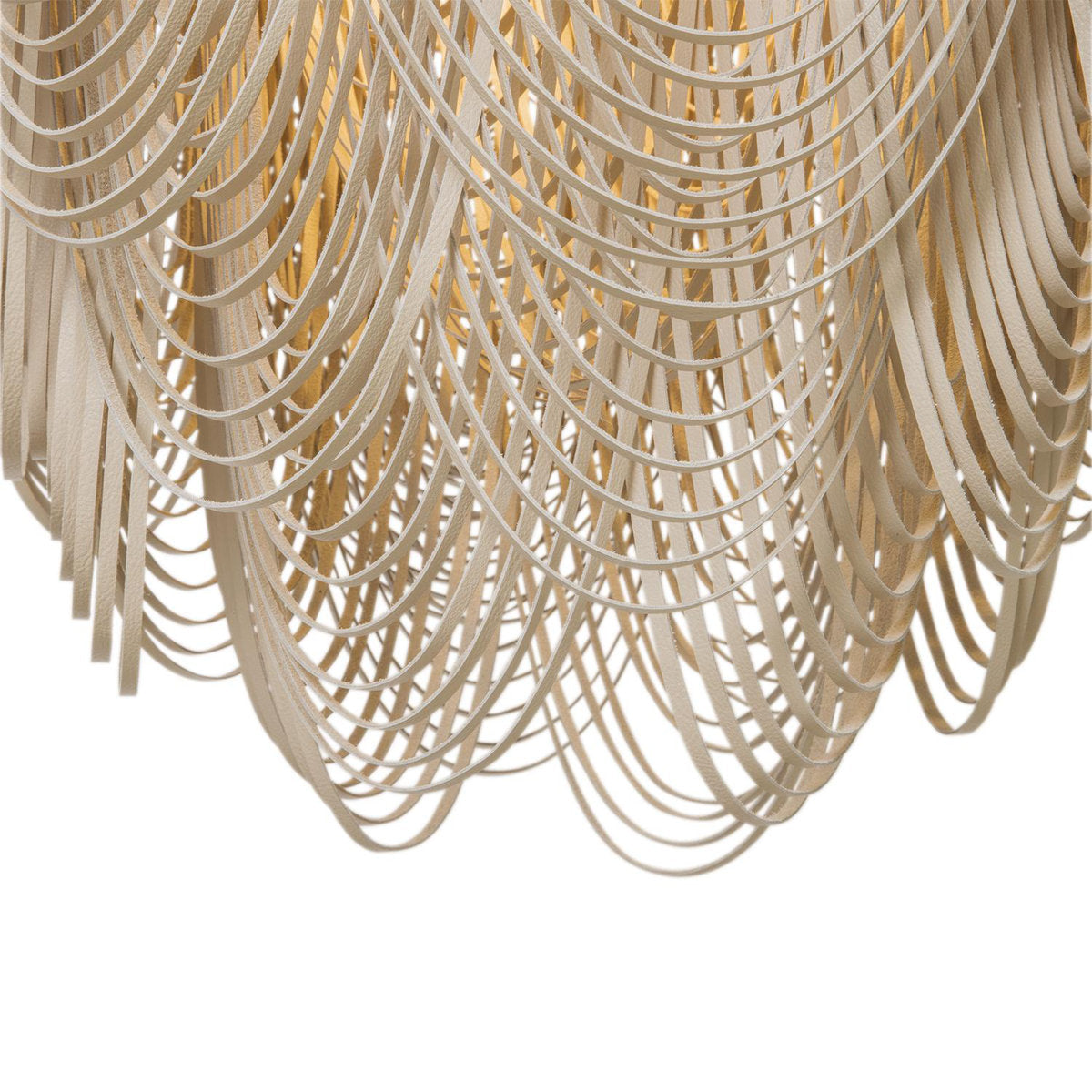 Large Leather Fringe Chandelier w/ Crown