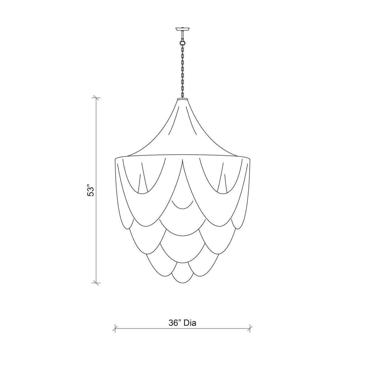 Large Leather Fringe Chandelier w/ Crown