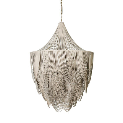 Large Leather Fringe Chandelier w/ Crown