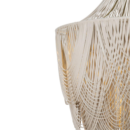 Large Leather Fringe Chandelier w/ Crown