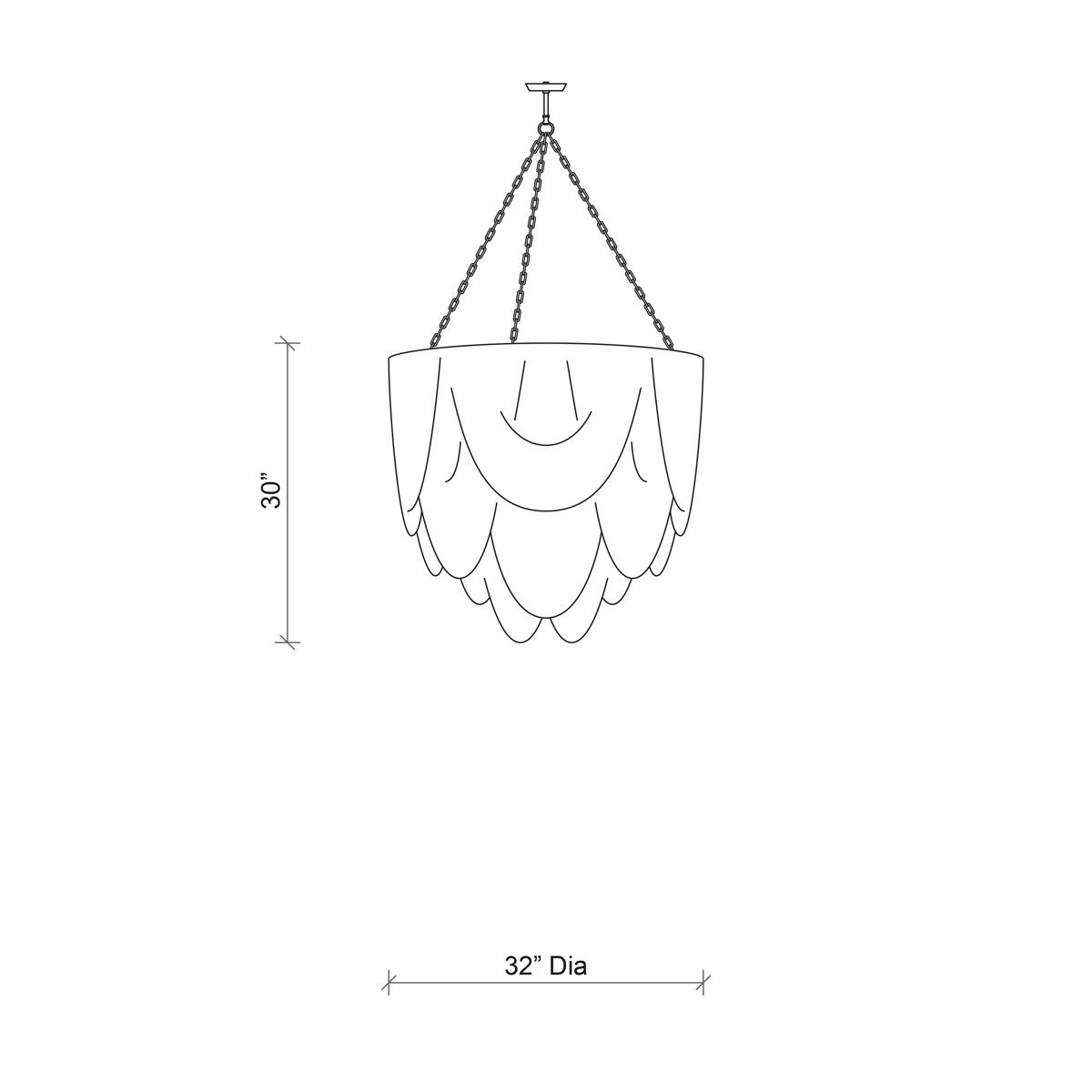 Large Leather Fringe Flushmount Chandelier