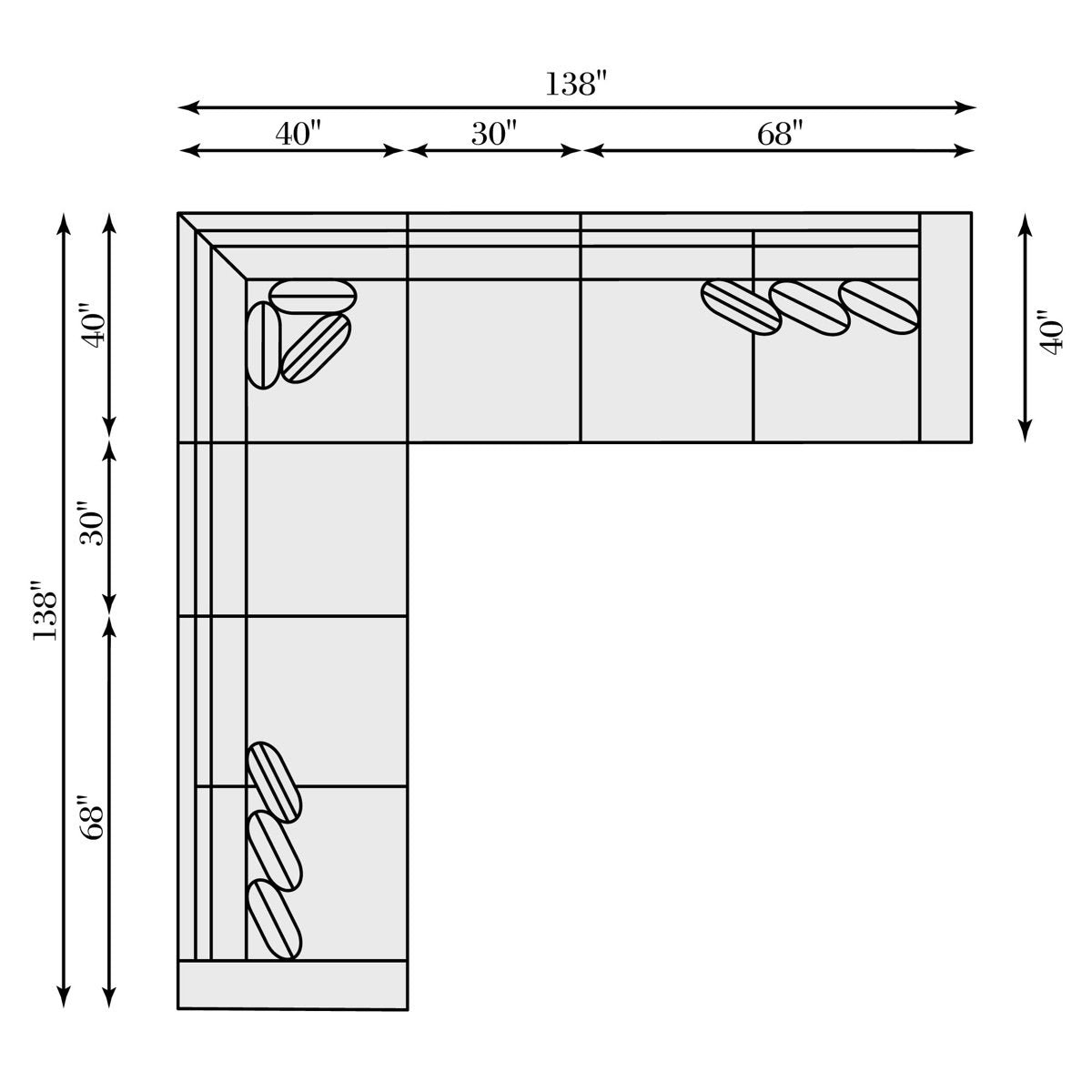 Larson 138" Wide Symmetrical Down Cushion Modular Corner Sectional