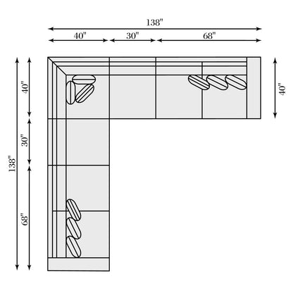 Larson 138" Wide Symmetrical Down Cushion Modular Corner Sectional