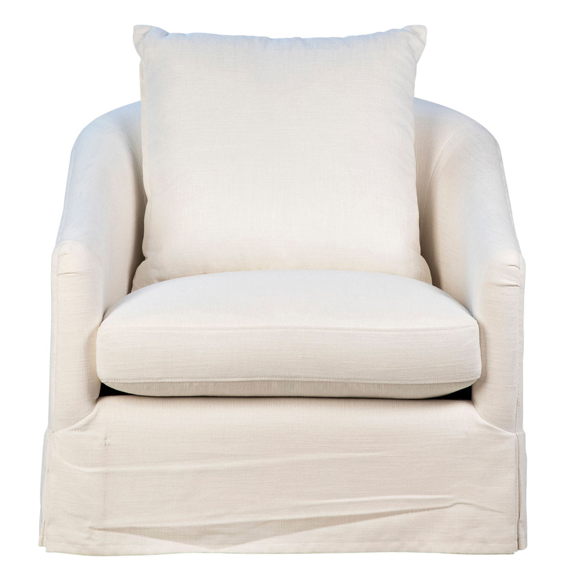 Laura Upholstered Performance Linen Slip Cover Occasional Chair In Oatmeal