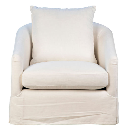 Laura Upholstered Performance Linen Slip Cover Occasional Chair In Oatmeal