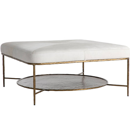 Laurie 40 Wide Genuine Leather Rectangle Storage Ottoman with Storage