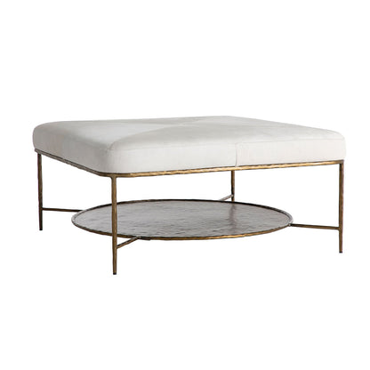 Laurie 40 Wide Genuine Leather Rectangle Storage Ottoman with Storage