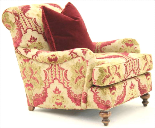 Leather Armchair Chair with Ottoman