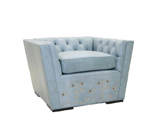 Leather Armchair Chair with Ottoman
