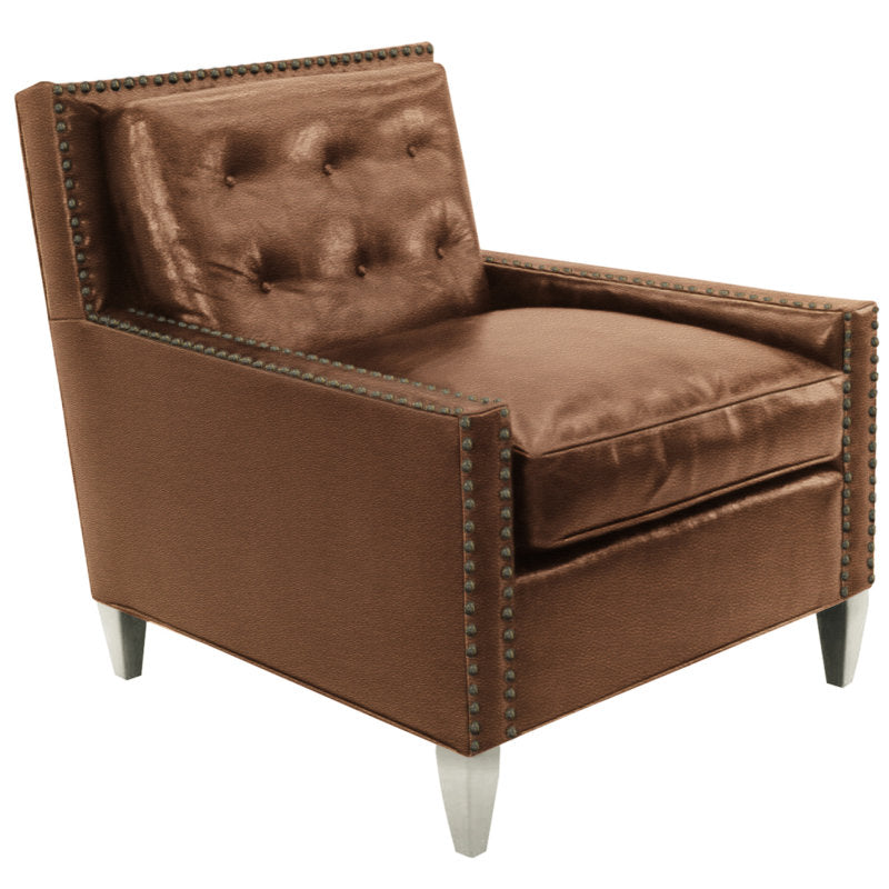 Leather Armchair Chair with Ottoman
