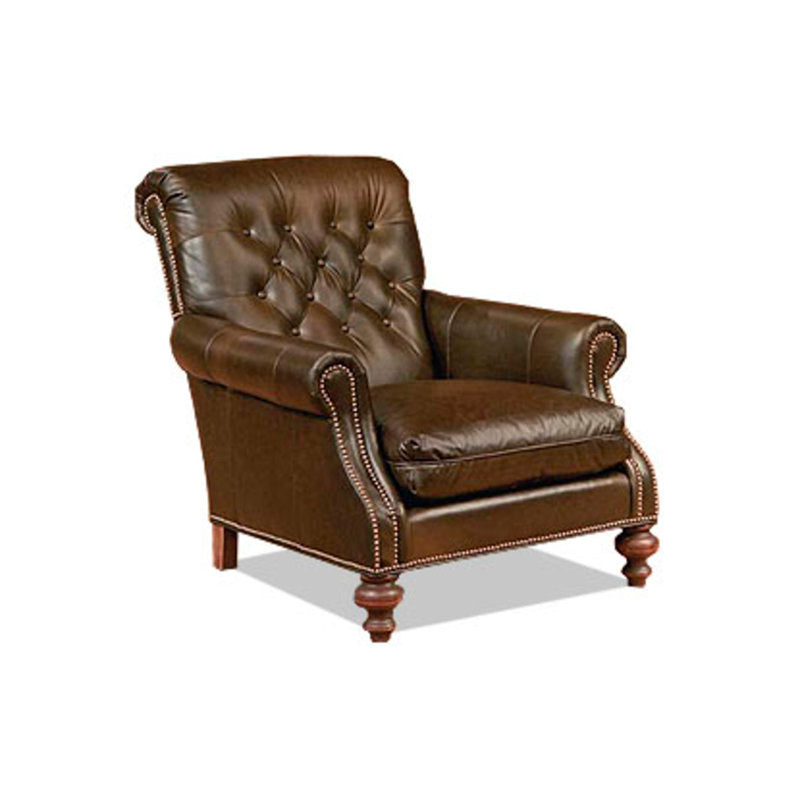 Leather Armchair Chair with Ottoman