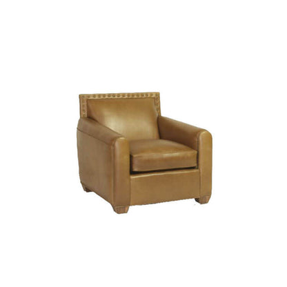 Leather Armchair Chair with Ottoman