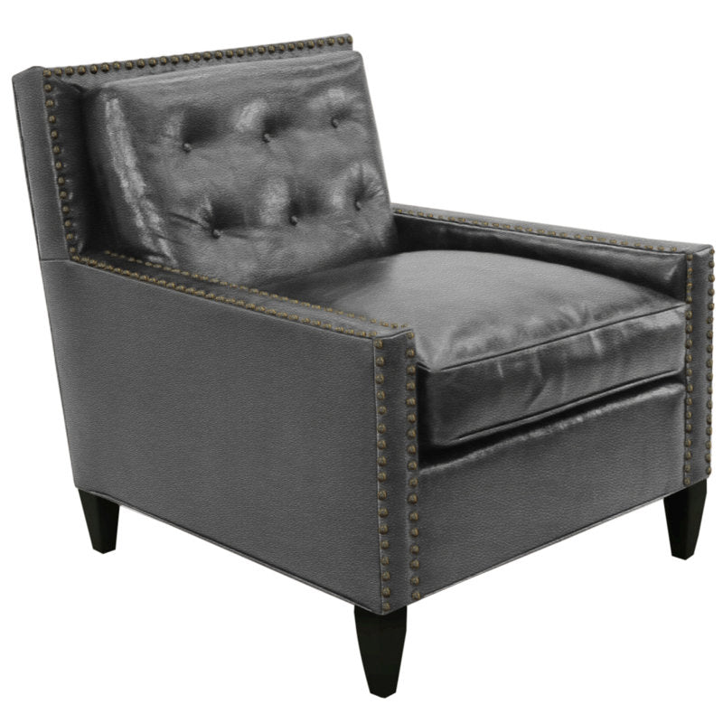 Leather Armchair Chair with Ottoman