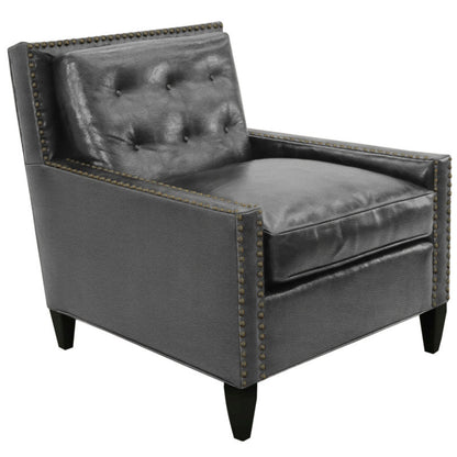 Leather Armchair Chair with Ottoman