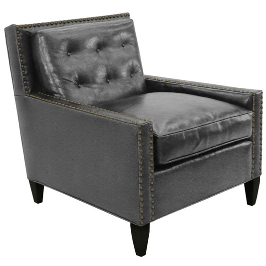 Leather Armchair Chair with Ottoman